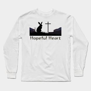 Hope ful Heart /Easter Bunny with a Cross /  Easter Gifts Long Sleeve T-Shirt